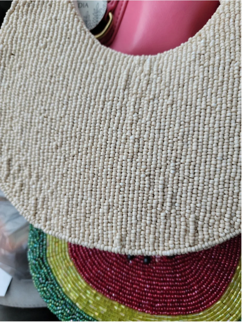 Studio 12 Hand Beaded Floral Hobo Shoulder Bag Cream Ivory Gold Purse NWT India